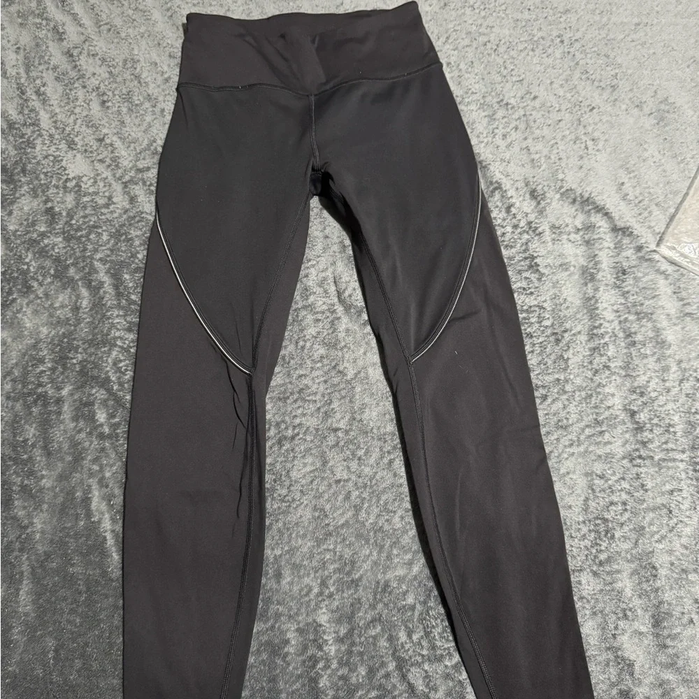 Athleta Black Leggings with White Stitching - Picture 2 of 7
